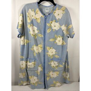 Calypso large zipper zipper robe blue white flowers